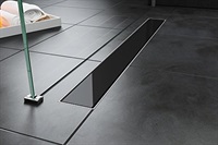 Inox Style Tile Линеен сифон с черно стъкло, с фланец 685/80/80мм